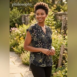 Philosophy Black Floral Blouse